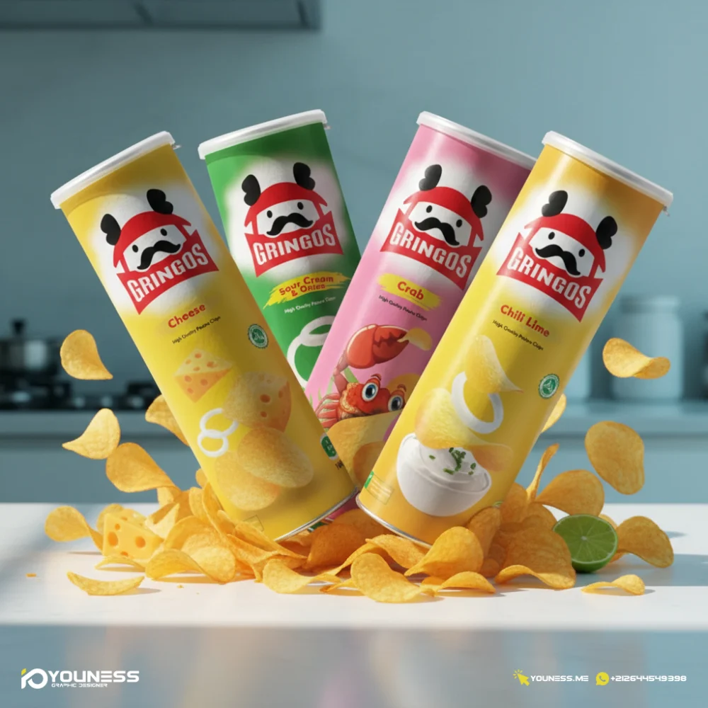 تصميم تغليف منتج علب شيبس